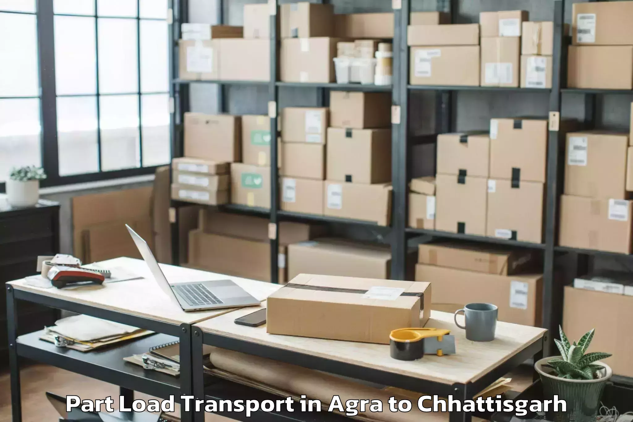 Easy Agra to Kalinga University Raipur Part Load Transport Booking